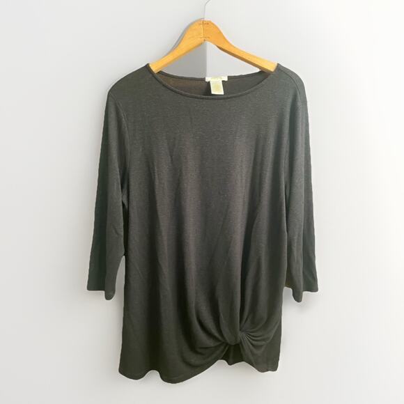 Matty M Womens Black Sweater Size Medium Pullover Long Sleeve Knot Tie Front - Picture 1 of 3